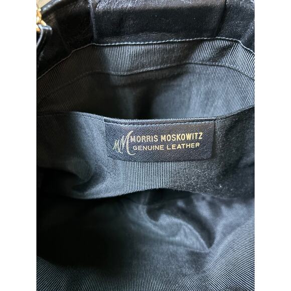 Morris Moskowitz Vintage Black Leather‎ Clutch with Gold Ring - Picture 5 of 6